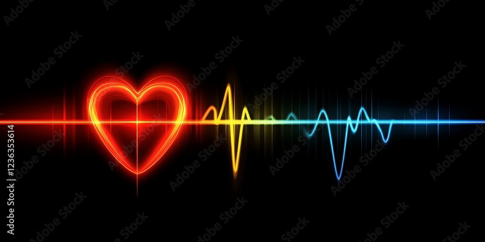 Glowing Red Heart with Vibrant Heartbeat Line on Dark Background, Symbol of Love and Healthcare Glowing Red Heart with Vibrant Heartbeat Line on Dark Background, Symbol of Love and Healthcare