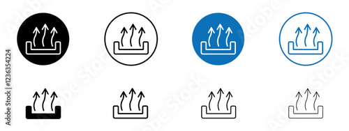 Heat icons collection in black and blue on white background