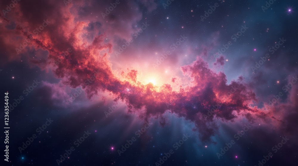 Fototapeta premium colorful cosmic galaxy scene featuring vibrant stars and a swirling nebula in space