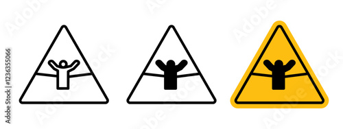 Mud warning signs in black and yellow colors on white background