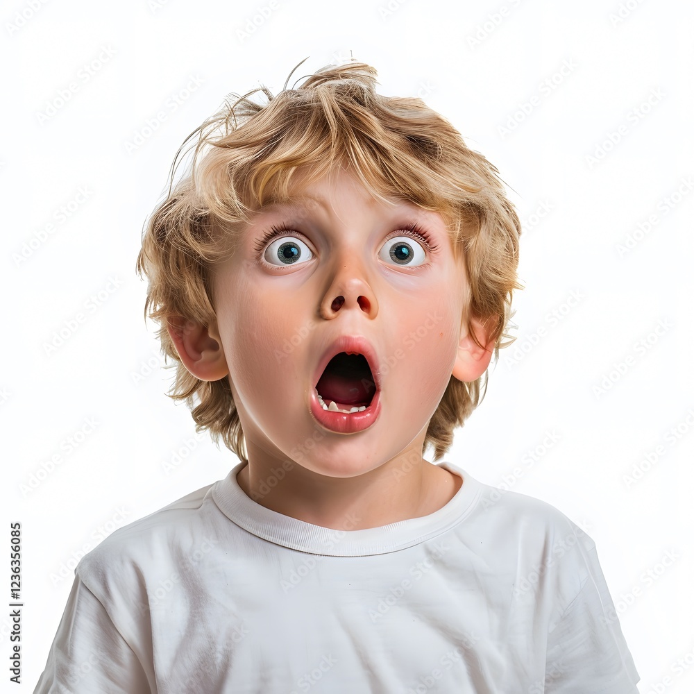 Surprised Young Boy with Expressive Face and Shocked Expression Surprised Young Boy with Expressive Face and Shocked Expression