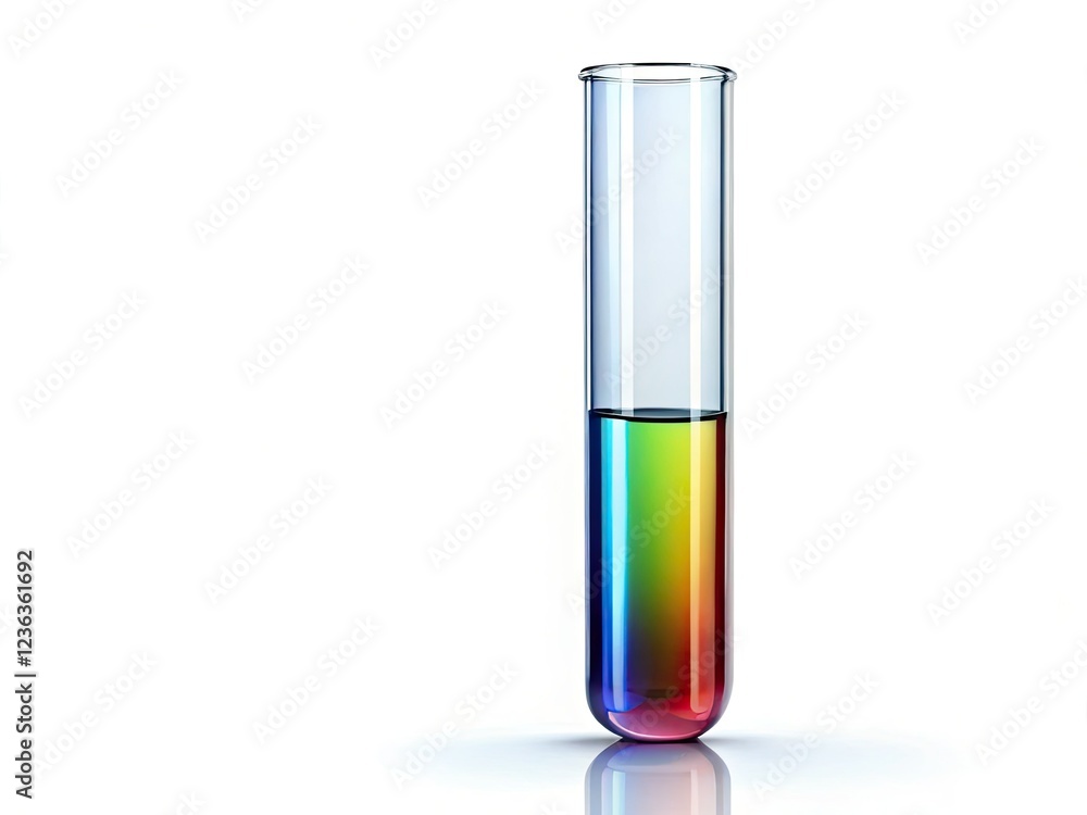 Empty clear glass test tube; pristine lab glassware, isolated on white; ideal for scientific, medical, or research imagery. Empty clear glass test tube; pristine lab glassware, isolated on white; ideal for scientific, medical, or research imagery.