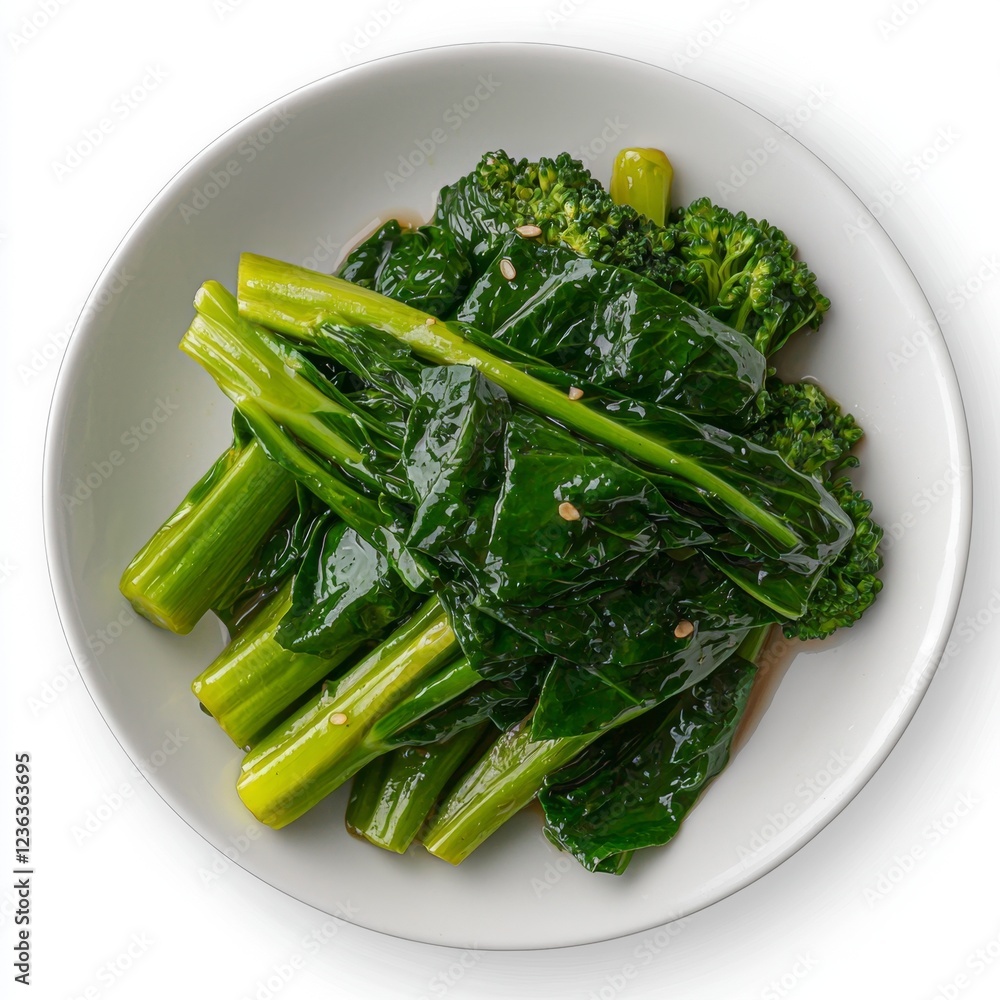 Fresh and Vibrant Broccoli Greens with Glaze on a White Plate, Perfect for Healthy Cooking Inspiration Fresh and Vibrant Broccoli Greens with Glaze on a White Plate, Perfect for Healthy Cooking Inspiration