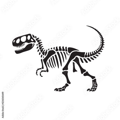 vector black silhouette of dinosaur skeleton