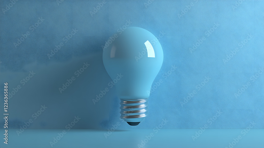 Minimalist Blue Light Bulb on Monochrome Background. Minimalist Blue Light Bulb on Monochrome Background.