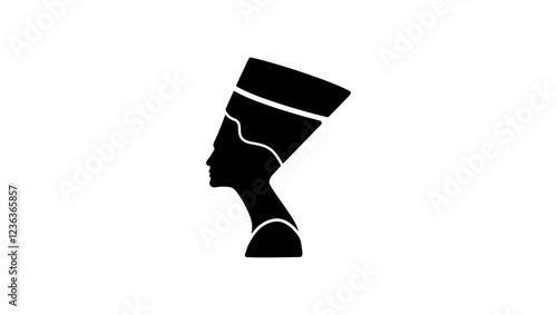 Nefertiti emblem, black isolated silhouette