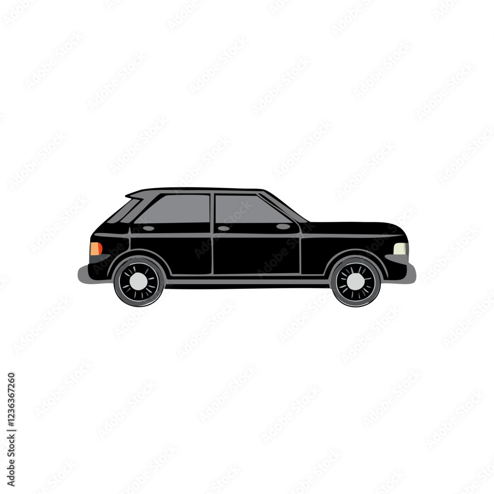 Black car on a white background. Side view. Vector illustration. Black car on a white background. Side view. Vector illustration.