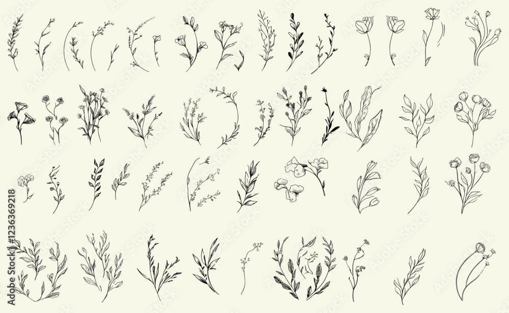 Floral illustration set, calligraphy vector design, botanical art, elegant calligraphic style, floral vector art, decorative flowers, artistic floral pattern, vintage floral drawing, nature sketch Floral illustration set, calligraphy vector design, botanical art, elegant calligraphic style, floral vector art, decorative flowers, artistic floral pattern, vintage floral drawing, nature sketch