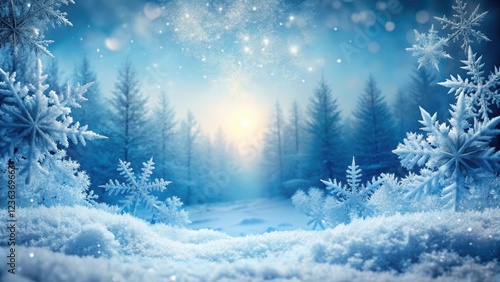 Wallpaper Mural Frosty landscape with ice crystals and snowflakes , cold, frost,  cold, frost, icy, snow, peaceful, frosty, scenery Torontodigital.ca