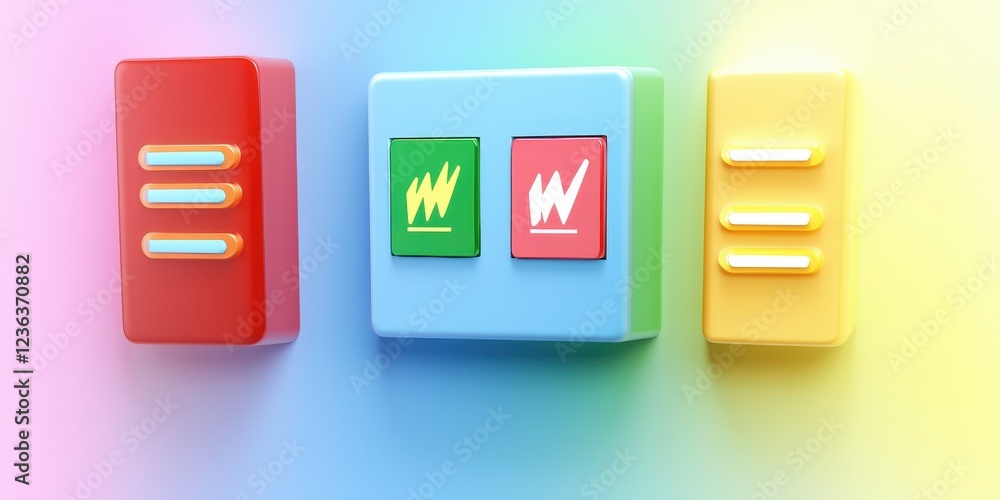 Colorful Buttons on Soft Gradient Background Colorful Buttons on Soft Gradient Background