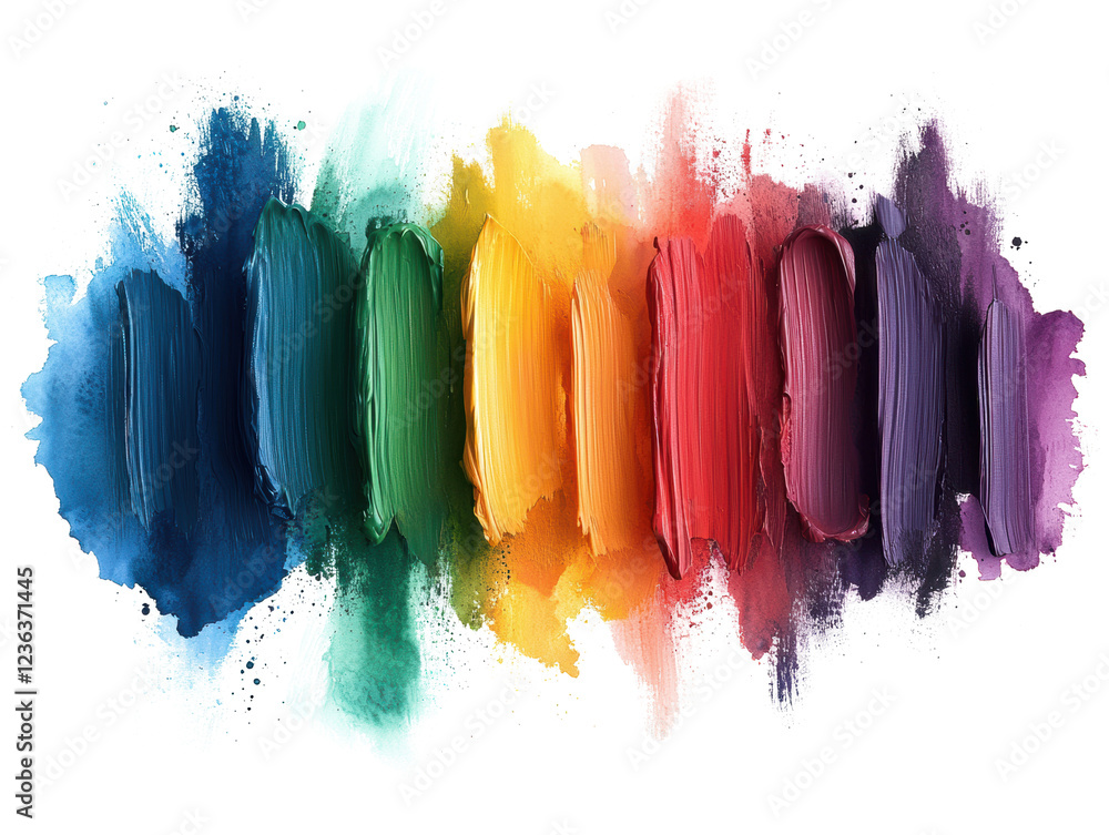 Fototapeta premium rainbow watercolor brush stroke paint isolated on white or transparent png