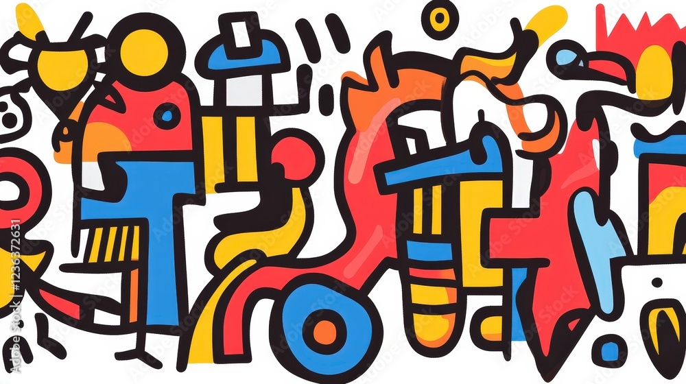 Fototapeta premium Colorful Abstract Art with Modern Shapes and Bold Lines