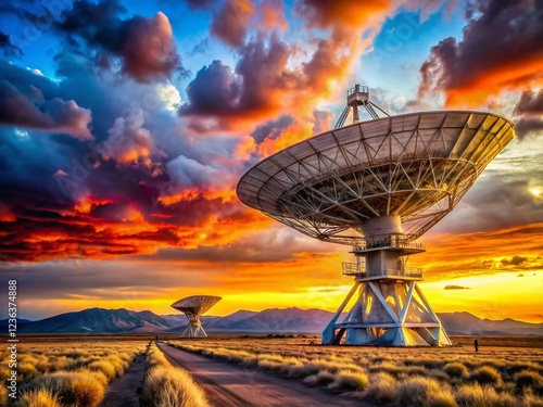 New Mexico's Very Large Array Telescope: A Stunning Portrait at Sunset photo