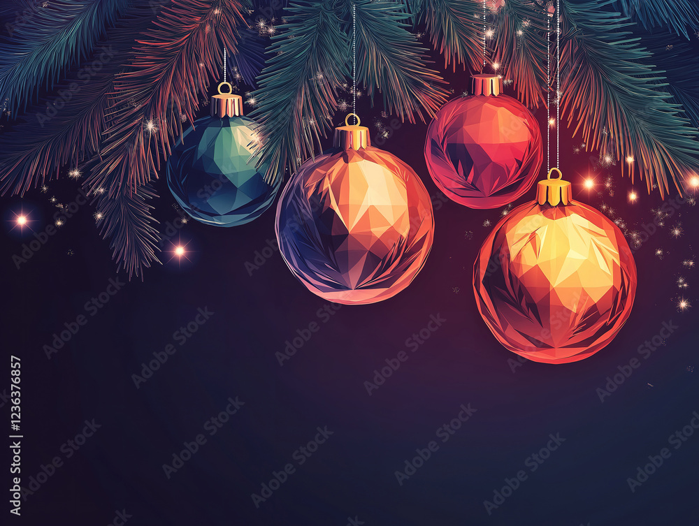 Fototapeta premium Modern Christmas Header: Abstract Bauble in Geometric Design