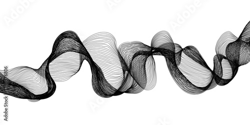 Black on white modern thin curved lines wave. 