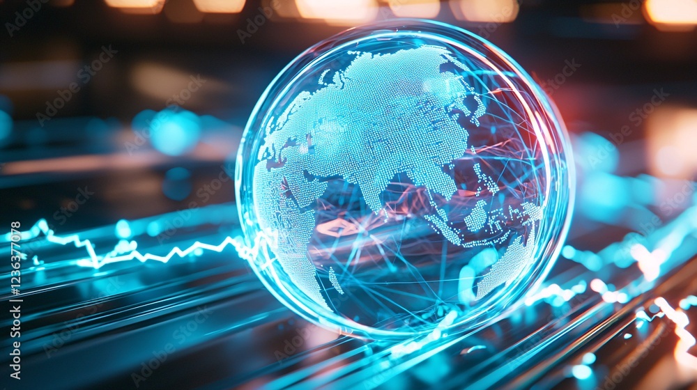 data center and social media concept. Futuristic Global Network with Neon Connections data center and social media concept. Futuristic Global Network with Neon Connections