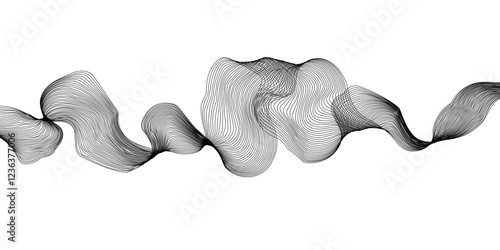 Black on white modern thin curved lines wave. 
