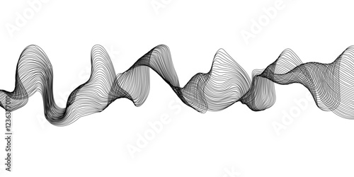 Black on white modern thin curved lines wave. 