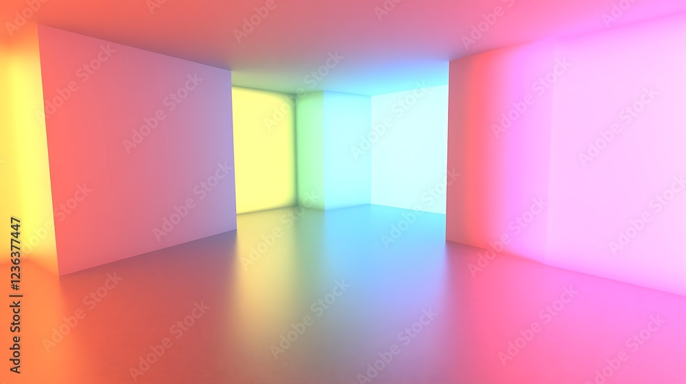 Abstract Room with Pastel Rainbow Walls and Floor Abstract Room with Pastel Rainbow Walls and Floor