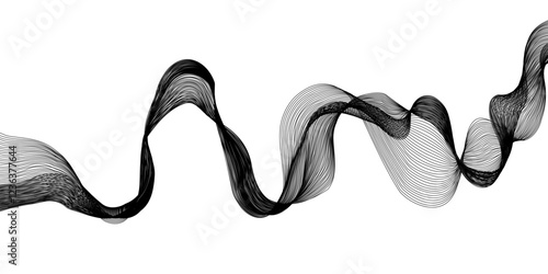 Black on white modern thin curved lines wave. 