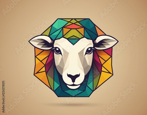 Stylized goat Head Illustration, Digital Art, Dark Background, Curved Horns, Ideal for Graphic Design, Poster, Album Cover, Social Media, Marketing, Creative Projects. Ai generated image.