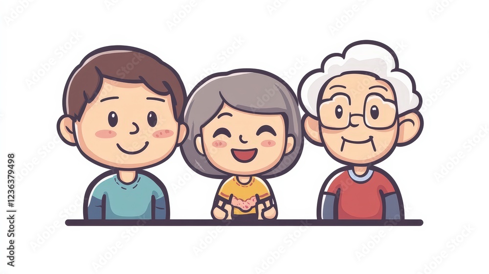 Happy Family Portrait with Three Generations Smiling Together Happy Family Portrait with Three Generations Smiling Together