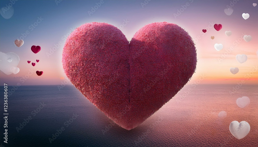 Fototapeta premium minimal top view heart with love background