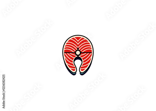 Vector illustration of cartoon fish steak. Red fish tenderloin