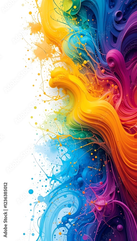 Fototapeta premium Abstract Colorful Paint Swirls and Splatter Design