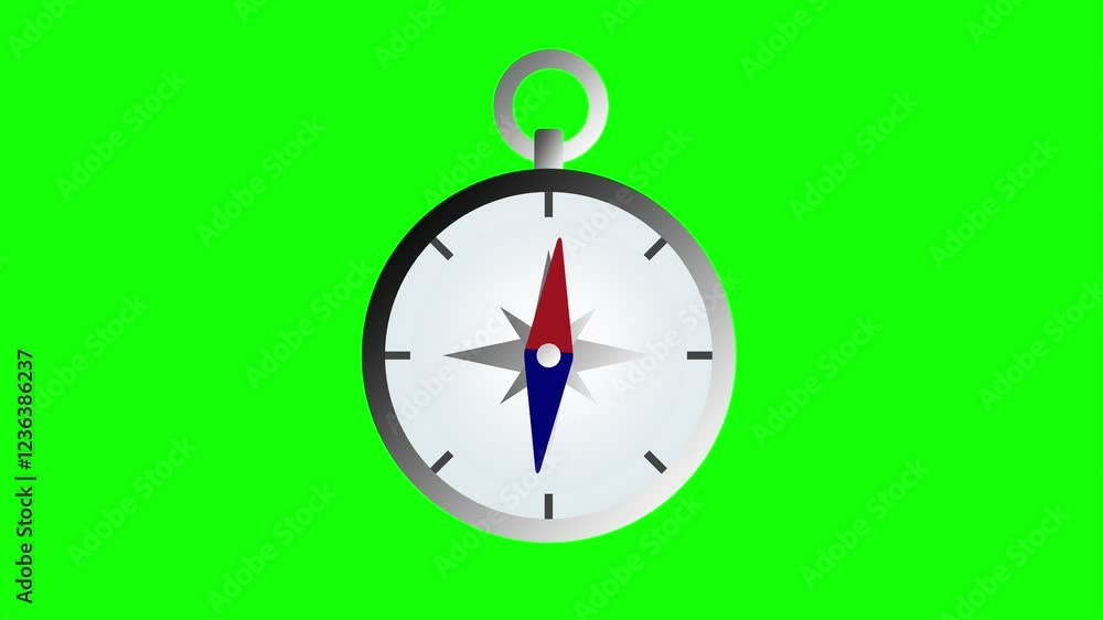 Animation of A detailed compass icon with a red and blue needle, representing navigation, direction, travel, exploration, and adventure in maps and journeys. Animation of A detailed compass icon with a red and blue needle, representing navigation, direction, travel, exploration, and adventure in maps and journeys.
