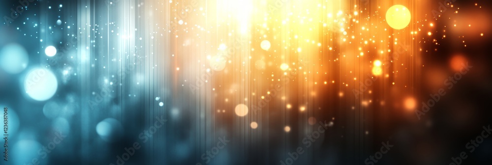 Glowing Golden And Blue Abstract Background With Sparkling Lights. Festive Bokeh, Defocused Image Glowing Golden And Blue Abstract Background With Sparkling Lights. Festive Bokeh, Defocused Image