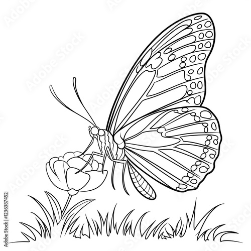 butterfly on a flower coloring page