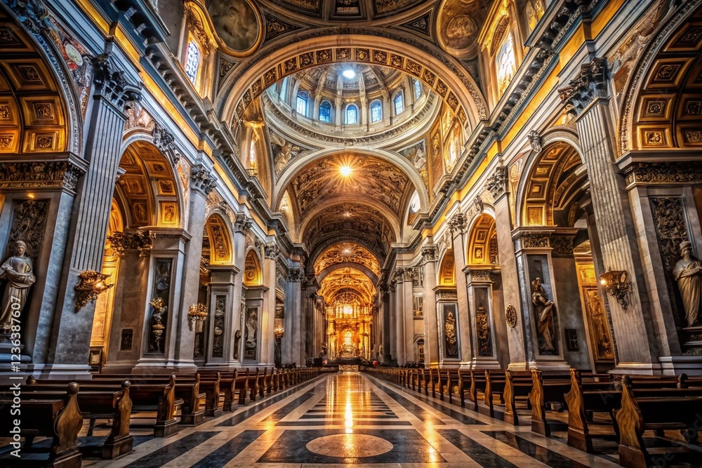 Low Light Photography of Dom St. Peter in Dim Cathedral Interior Low Light Photography of Dom St. Peter in Dim Cathedral Interior
