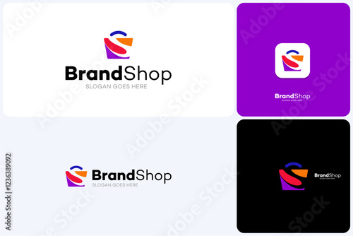 Letter S online shop Logo designs Template, icon S with shopping bag for e commerce and store logo template, Creative online Store Logo, Shopping Logo vector icon illustration design, colorful style