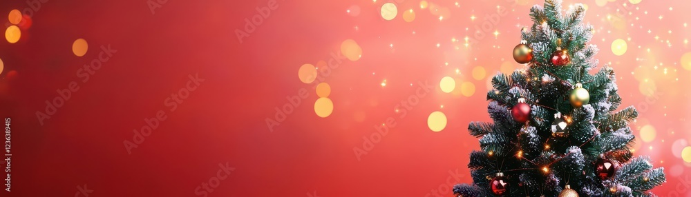 Fototapeta premium A Beautifully Decorated Christmas Tree Glowing with Lights Set Against a Cozy Background Evoking Warmth Joy and Festive Cheer During the Holiday Season