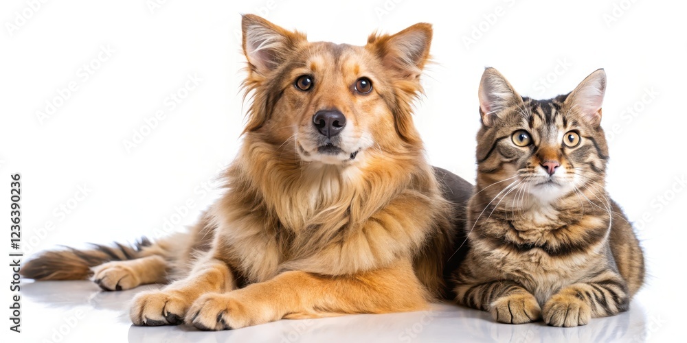 Obraz premium Feline canine duo relaxing together