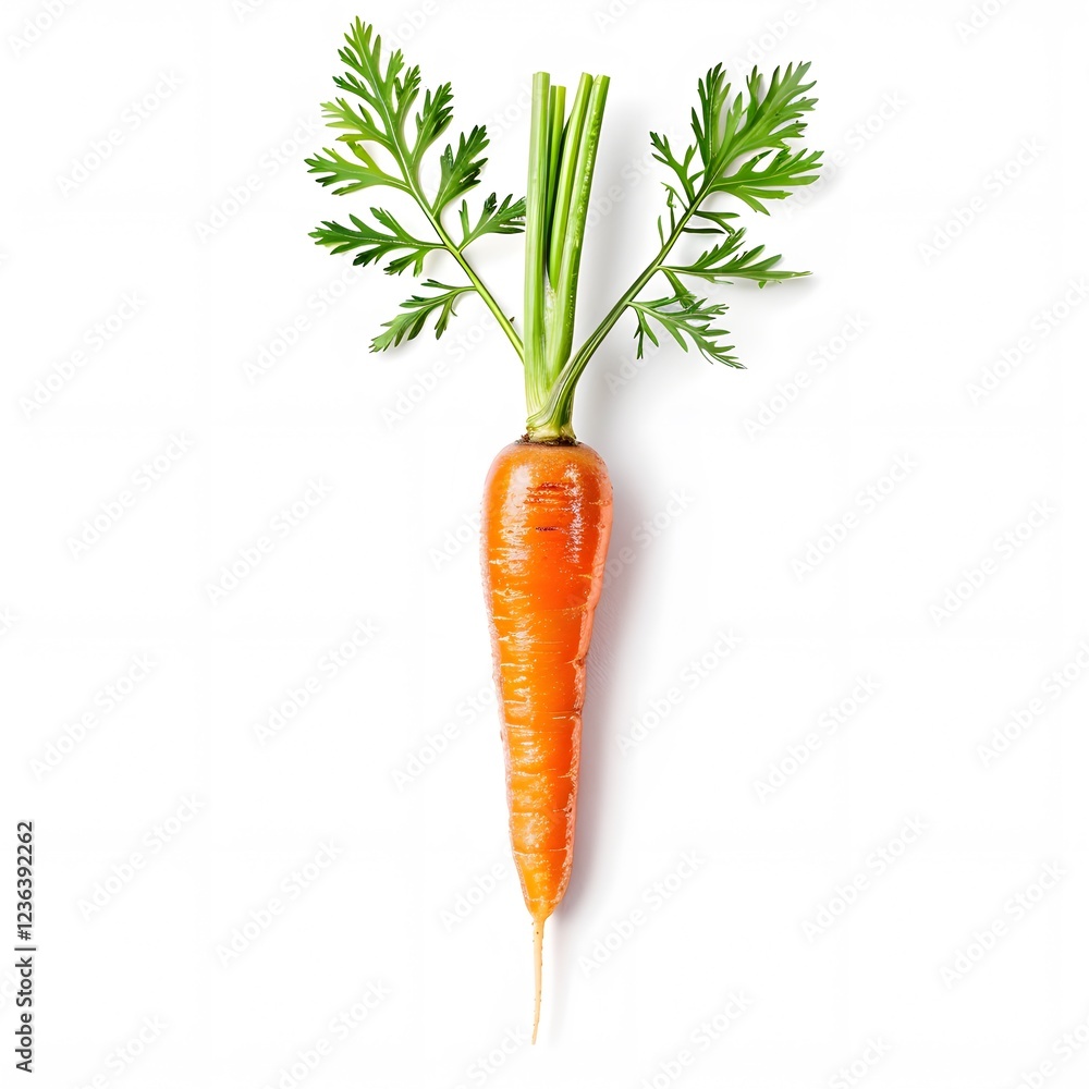Fresh Orange Carrot with Green Leaves Isolated on White Background Fresh Orange Carrot with Green Leaves Isolated on White Background