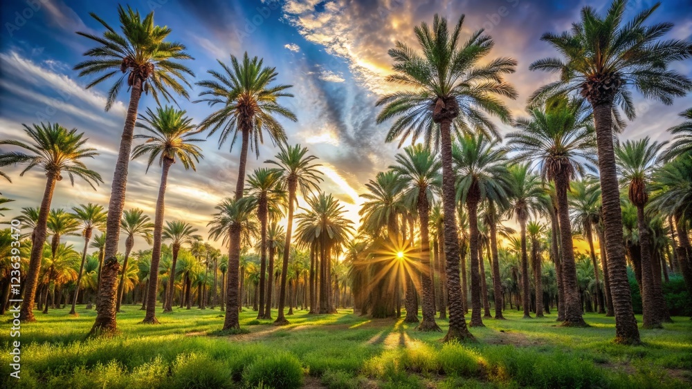 Obraz premium Majestic Oasis: Long Exposure of a Palm Grove in Morocco