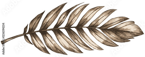 Vintage Palm Leaf Illustration, Sepia Botanical Drawing, Vector Art, Tropical Palm Leaves, Retro Palm Drawing, Botanical Illustration, Vintage Plant Art, Sepia Nature Art, Hand-drawn Palm Leaves