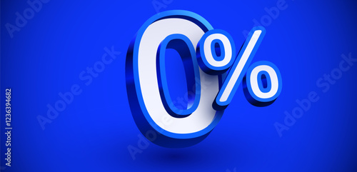 0 percent. 3d number 0. Sale banner. Vector illustration.