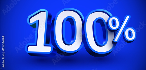 100 percent Off. 3d number 100. Sale banner. Vector illustration.