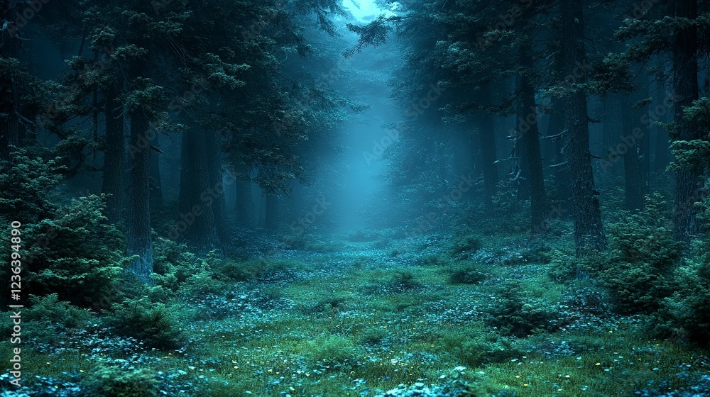 Mystical Forest Path Enveloped In Twilight Mist Mystical Forest Path Enveloped In Twilight Mist