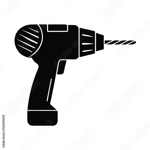 Drill icon, drill silhouette, Electric drill machine silhouette vector