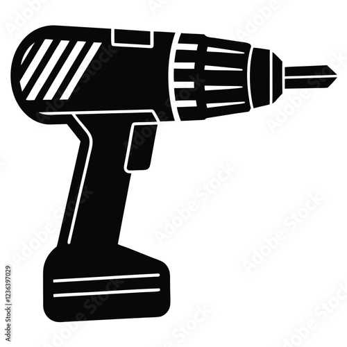 Drill icon, drill silhouette, Electric drill machine silhouette vector