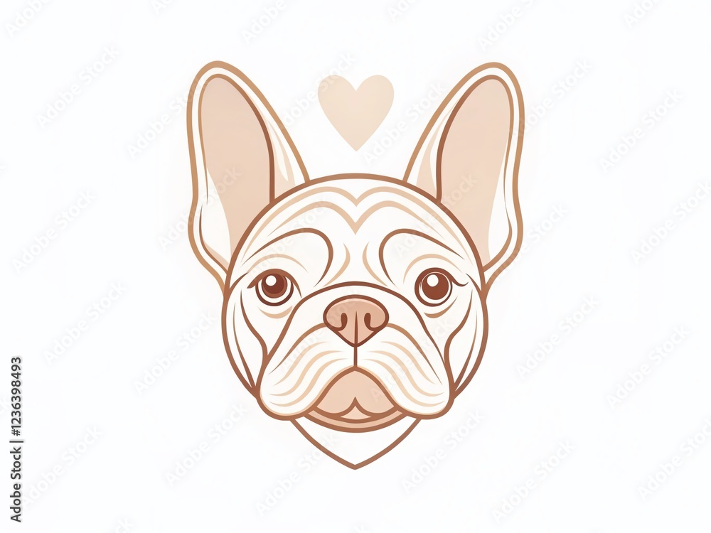Minimalist Line Art French Bulldog Muzzle with Heart - Pet Loyalty Tattoo Design Minimalist Line Art French Bulldog Muzzle with Heart - Pet Loyalty Tattoo Design