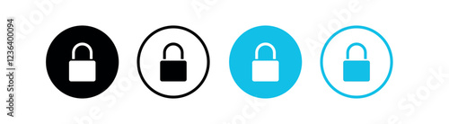 Padlock Icon Set- Secure, Locked, Protection (Vector) 