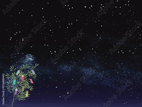 笹星空背景スペース_大横