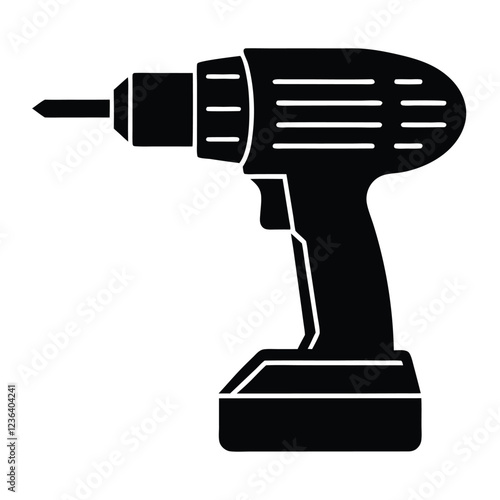 Drill icon, drill silhouette, Electric drill machine silhouette vector