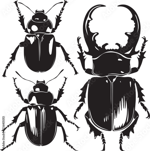 Set of beetles. Hand drawn vector illustration