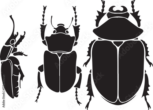 Set of beetles. Hand drawn vector illustration
